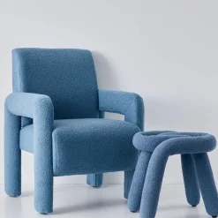 Berber Stool Boucle Blue