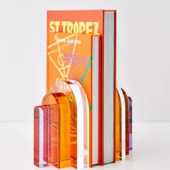 Bow Crystal Bookends Amber Purple