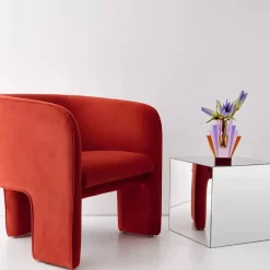 Bower Velvet Accent Chair Red