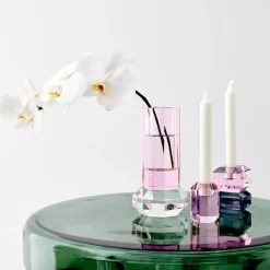 Briolette Crystal Taper Candle Holder Pink