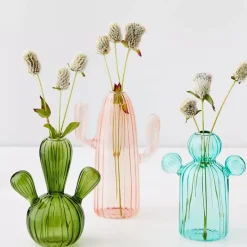 Cactus Medium Coloured Glass Vase Teal