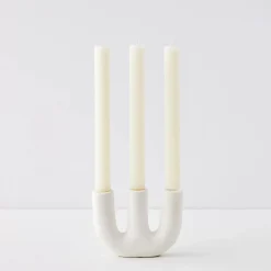 Candelabra Ceramic Taper Candle Holder White