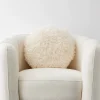 Carmela Faux Fur Circular Accent Cushion Ivory