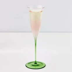 Coloured Bloom Champagne Glass Pink