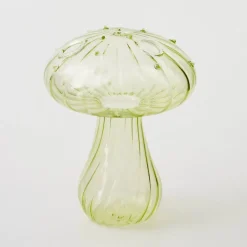 Mushroom Coloured Glass Vase Green
