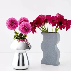 Mushroom Glass Vase Silver