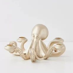 Otto Octopus Resin Candle Holder Gold