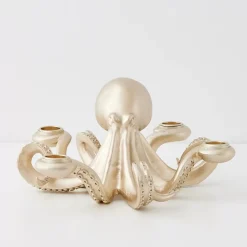 Otto Octopus Resin Candle Holder Gold