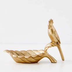 Penny The Parrot Resin Decorative Tray Gold