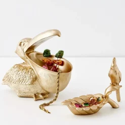 Penny The Parrot Resin Decorative Tray Gold