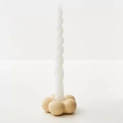 Petal Ceramic Taper Candle Holder Yellow