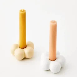 Petal Ceramic Taper Candle Holder White