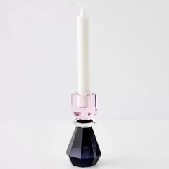 Queen Crystal Taper Candle Holder Black Pink