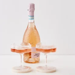 Ribbed Flower Champagne Glass Set Of 2