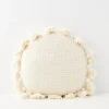 Round Tassel Cushion With Insert White