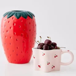 Strawberry Glazed Ceramic Vase