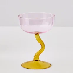 Swirl Stem Cocktail Glass Pink/Amber