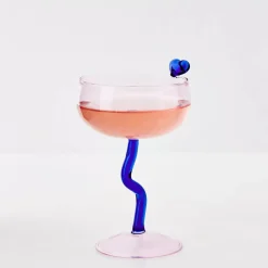 Swirl Stem Cocktail Glass Pink/Blue
