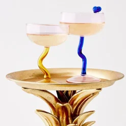 Swirl Stem Cocktail Glass Pink/Blue